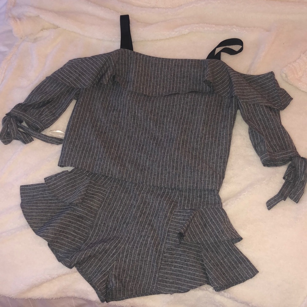 Two piece pinstripe outfit